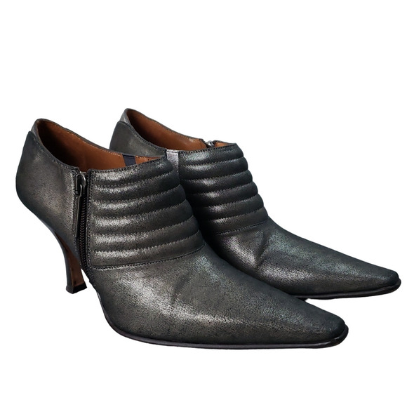 Donald J Pliner Women's Monica Taupe Pewter Metallic High Heel Booties Sz 6.5M - Picture 1 of 15